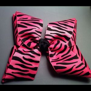 Large pink and black zebra bow!