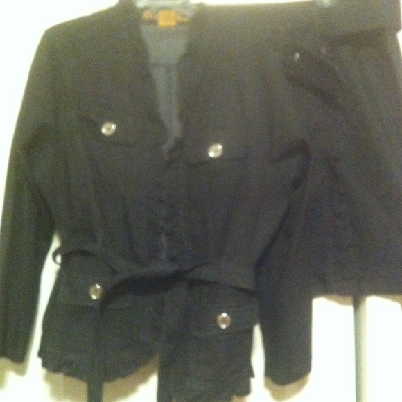 2 pc Denim Long Sleeve Jacket with Matching Skirt!