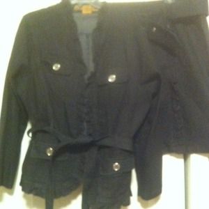 2 pc Denim Long Sleeve Jacket with Matching Skirt!