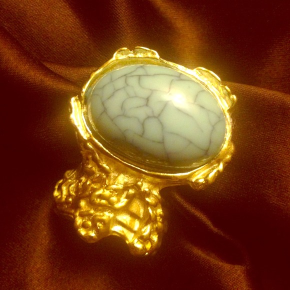 Jewelry - SOLD Turquoise Pale Green Goldtone Statement Ring