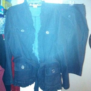 Two pc blue denim skirt outfit