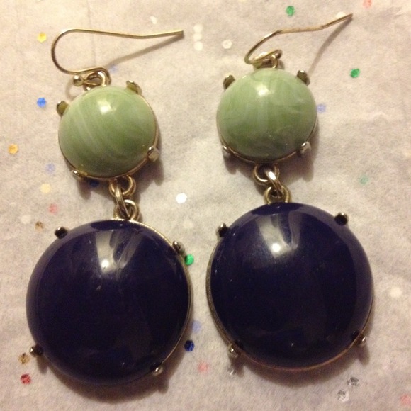 🚫SOLD🚫Vintage Jade & Blue Round Drop Earrings