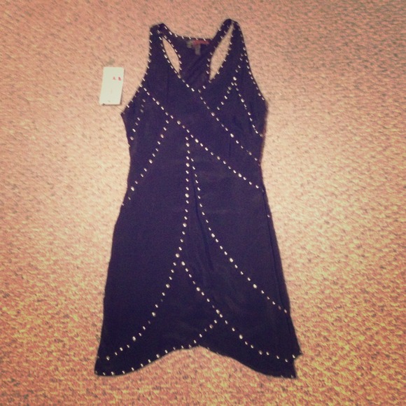 Black studded razor back dress