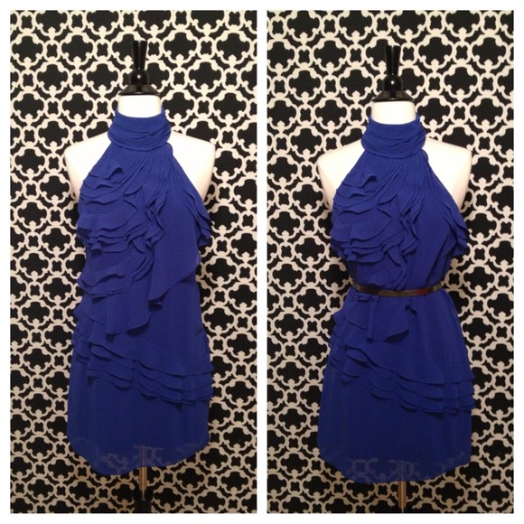 SOLD Royal blue cocktail ruffle dress