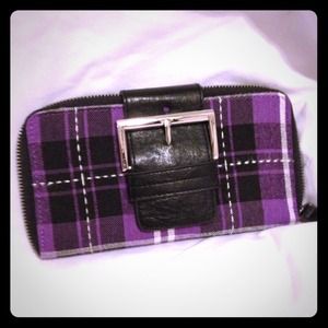 Purple plaid wallet