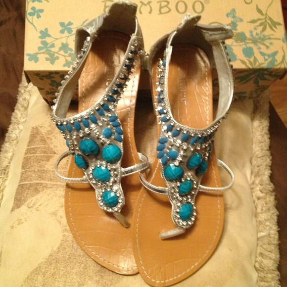 turquoise rhinestone sandals