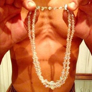 Vintage clear glass bead necklace