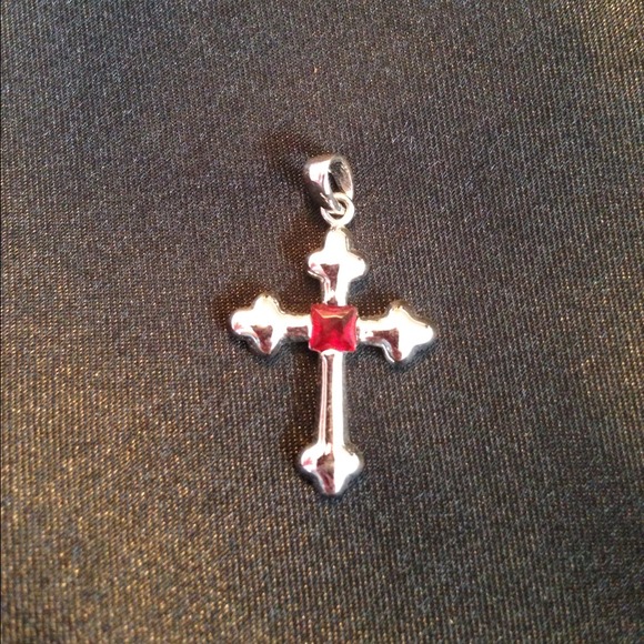 Silver and Red Cross pendant