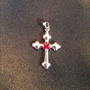 Silver and Red Cross pendant