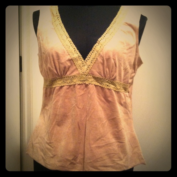 Tan suede with crochet