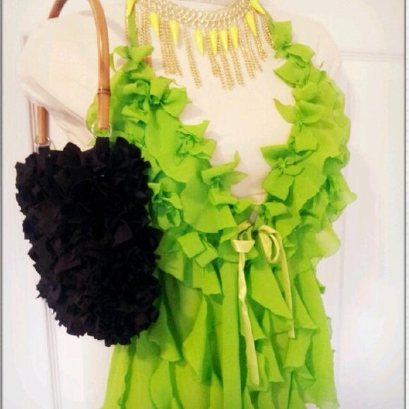 Bundle: lime green posh top and handbag.