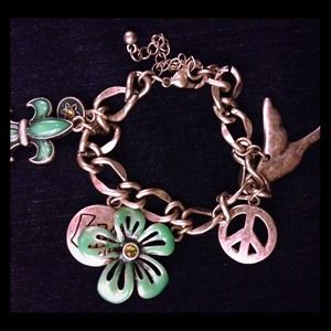 Classy mint and silver charm bracelet