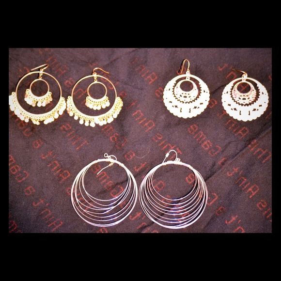 3 pair of Silver Dangle Earrings