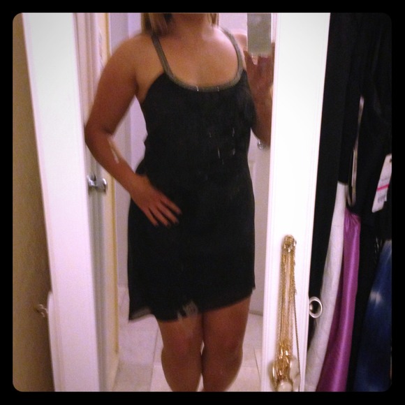 Black flowy silk dress