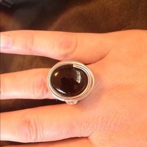 Black/silver stone ring
