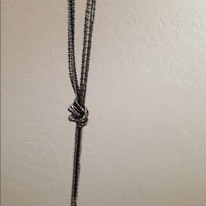 Multi chain black and silver long necklace