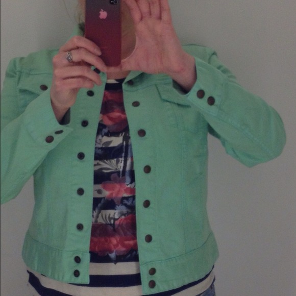 Mint green Lucky Brand denim jean jacket. - Picture 2 of 4