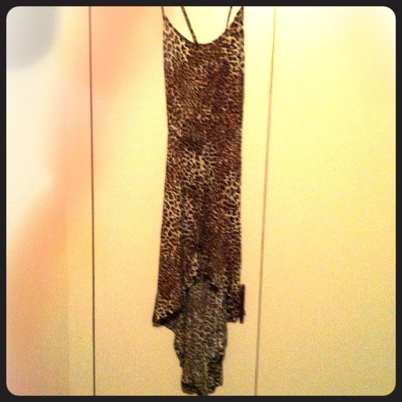 Brand New leopard print hi-Lo dress, open tie back