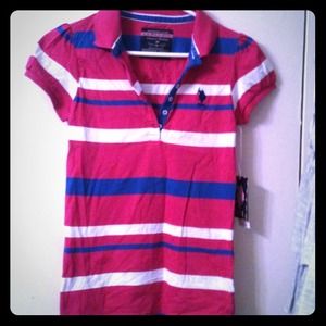 DISCOUNT PP Hot Pink Polo blue and white stripes