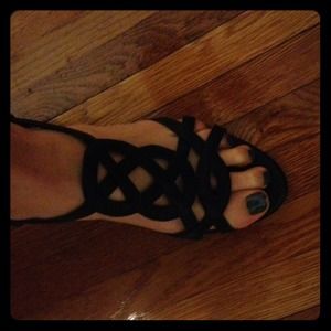 Black wedge sandals