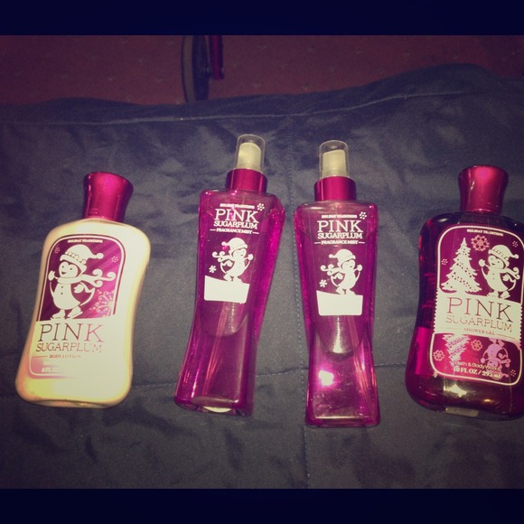 A set of hand  lotion perfume and body soap