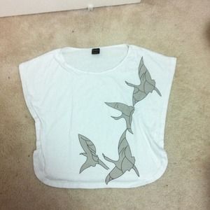 Bird Patterned Flowy Shirt