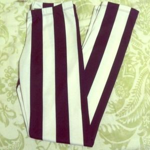 Black and white striped leggings