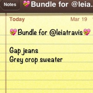 Gap jeans and grey crop sweater