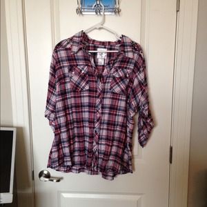 Red white and blue plaid shirt size 2X