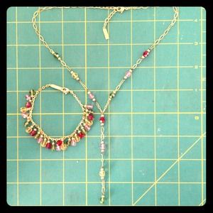 Gold tone and colored glass beads