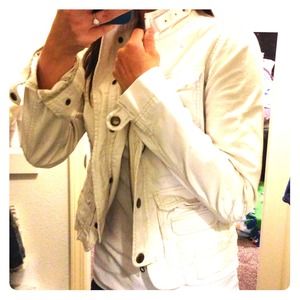 Light khaki A&F military/moto style jacket