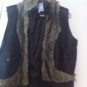Brown faux fur vest