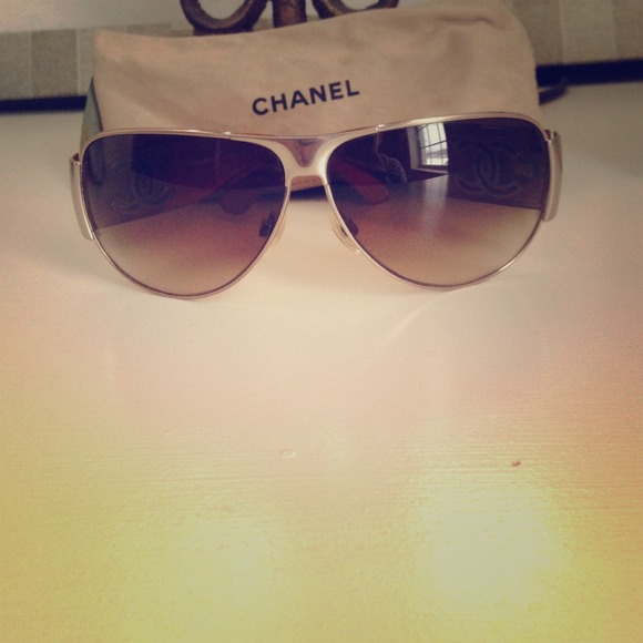 Sold!! Chanel Gold Aviators