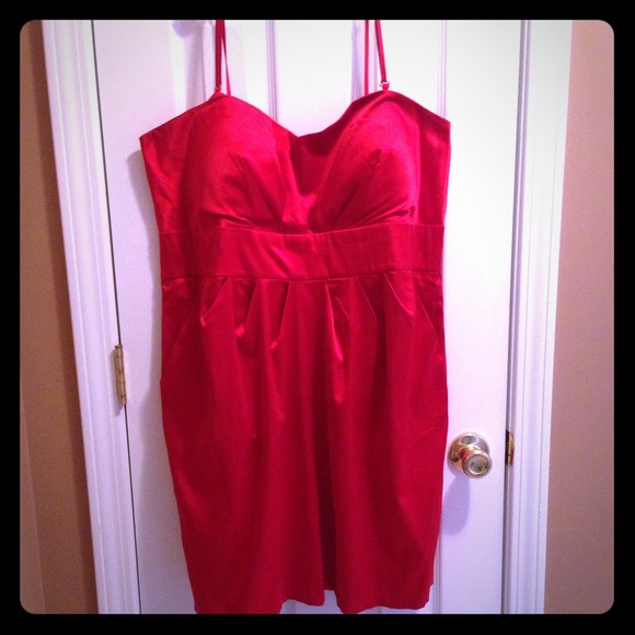 Red Satin Dress.