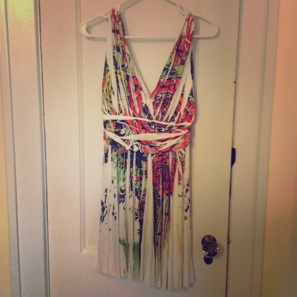 Red yellow and green A-line dress