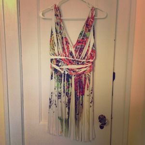 Red yellow and green A-line dress