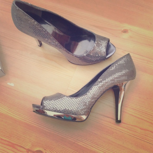Nine West heels. Silver sequin