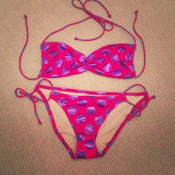 ⭐RESERVED⭐Red & Purple Polka Dot Bikini