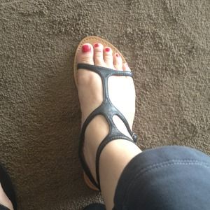 Black leather sandals