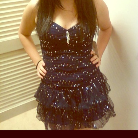 Navy blue Strapless Dress