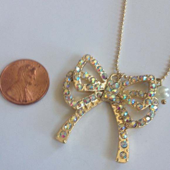 Rhinestone bow double layer necklace🌸Sale! - Picture 2 of 3