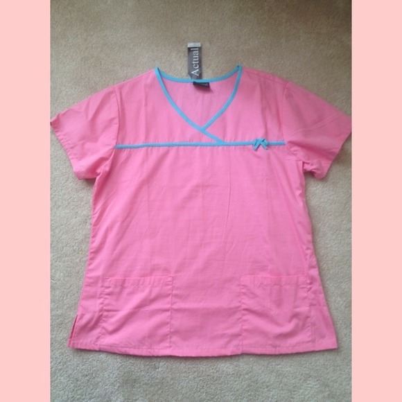 Pink & Aqua Scrub Top