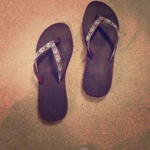 Brown and blue reef flip flops!