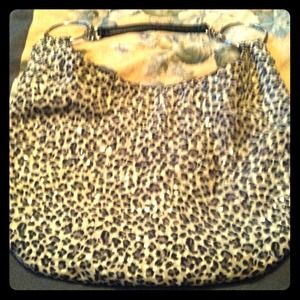 Glittery leopard print hobo purse