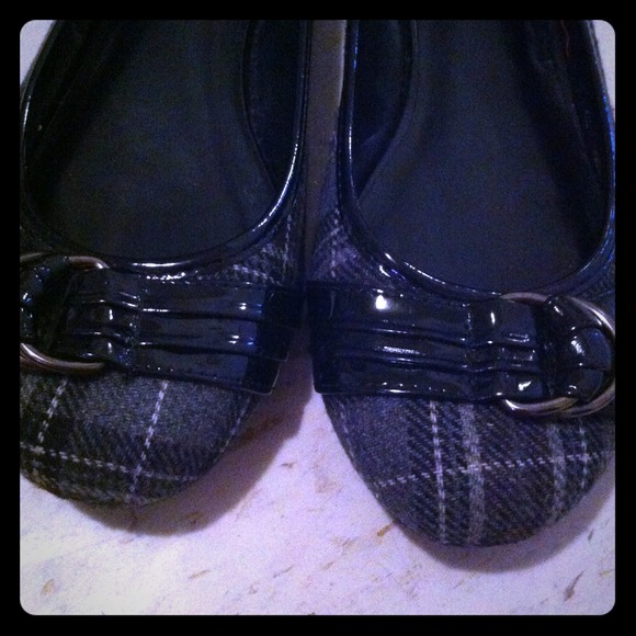 Buckled plaid flats, size 10
