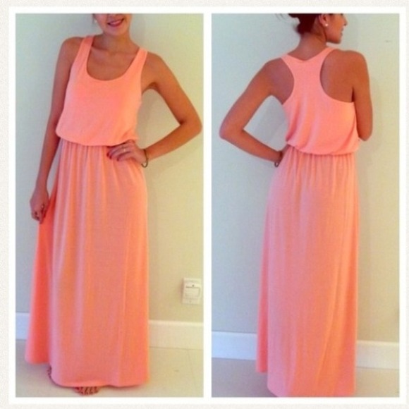 Dresses & Skirts - Gorgeous Coral Maxi Dress Racer Back Large