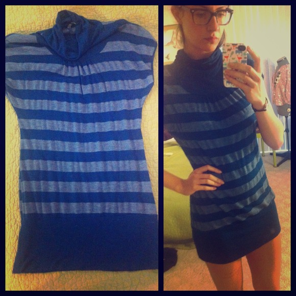 Sexy blue sweater-dress