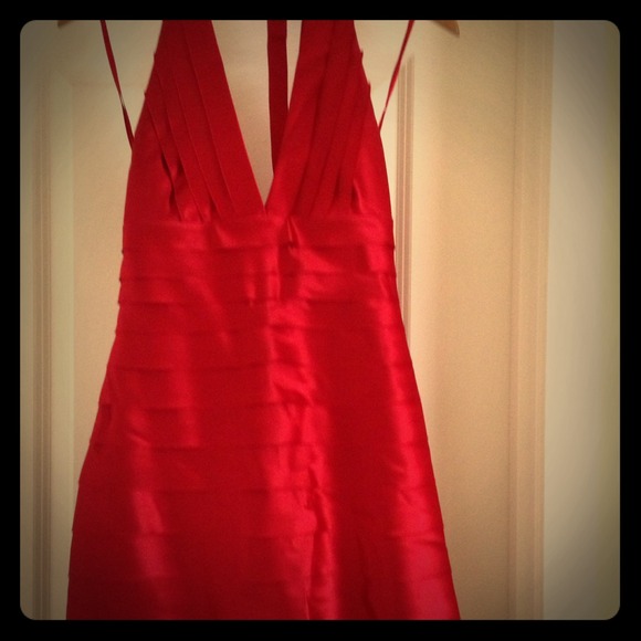 BCBG Red Silk Halter Dress