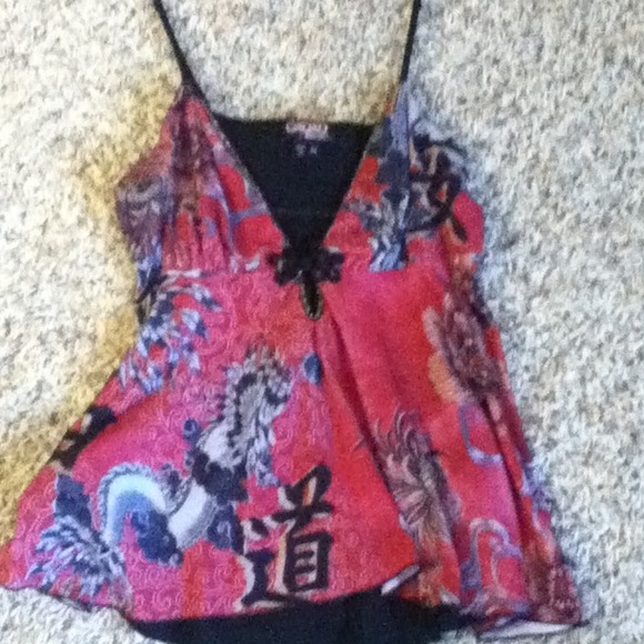 Tops - Oriental design speg. Strap shirt