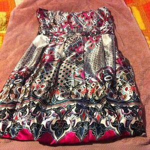 Strapless silky pattern dress RESERVED